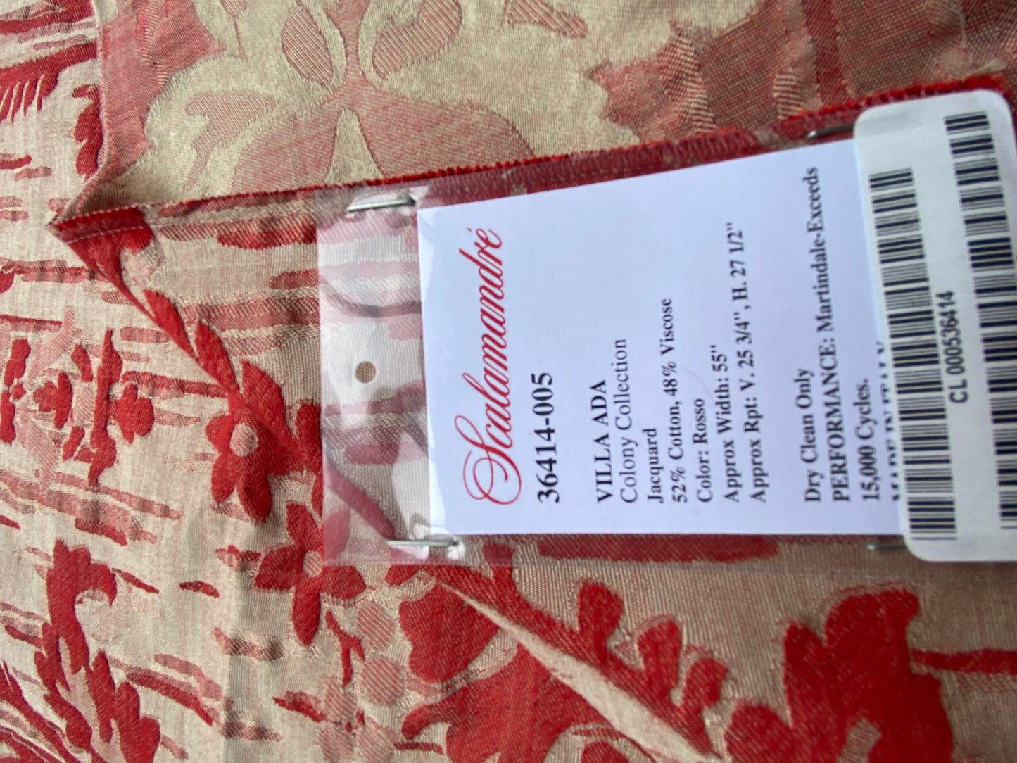 76 Berkbox101 Square Jacquard by Scalamandre Villa Ada Rosso Red Beige Damask MSRP USD 300+/y