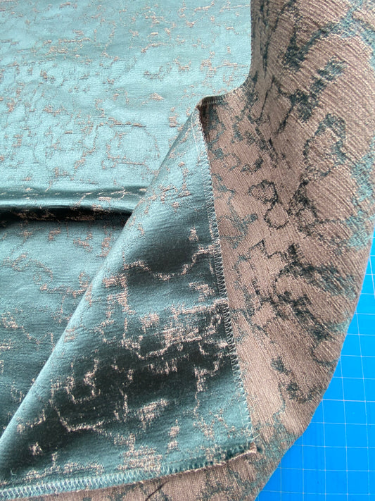 79 Berkbox101 Square Jacquard by Scalamandre Aldeco Misty Baltic on Taupe Blue Teal Brown Damask MSRP USD 300+/y