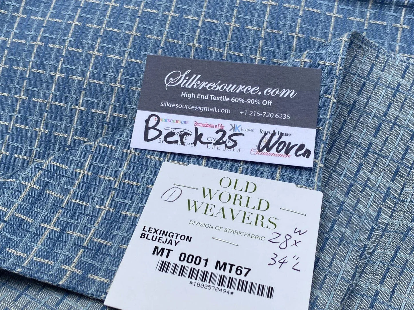 7 Berkbox25 Scalamandre Woven Lexington Bluejay Plaid Blue MSRP USD202/Y 27x34"