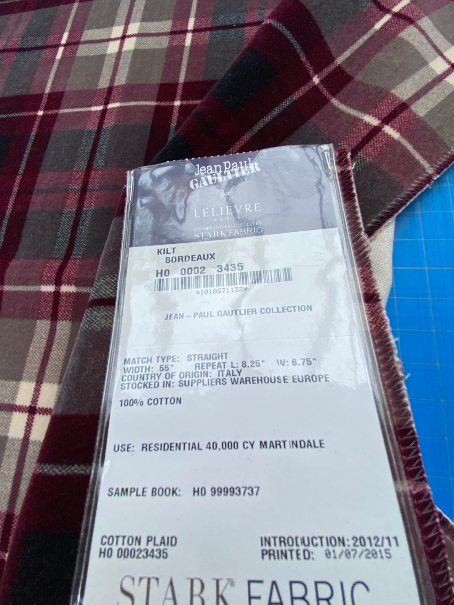 11 Berkbox102 Square Jacquard by Jean Paul Gaultier Kilt Bordeaux Red White Cotton Plaid Check MSRP USD500+/y