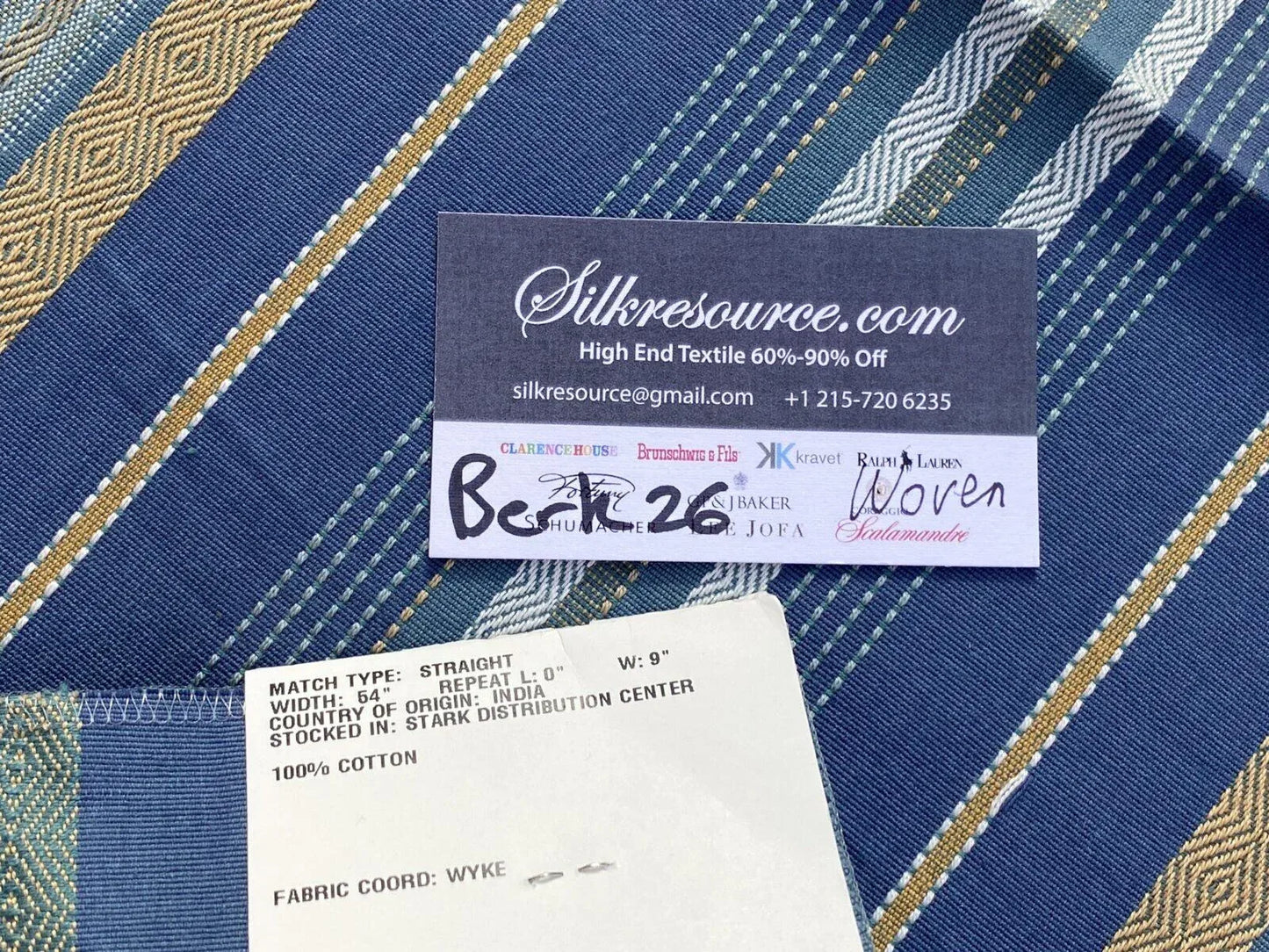 7 Berkbox26 Scalamandre Woven Rabia Blue/multi 27”w X 34”l
