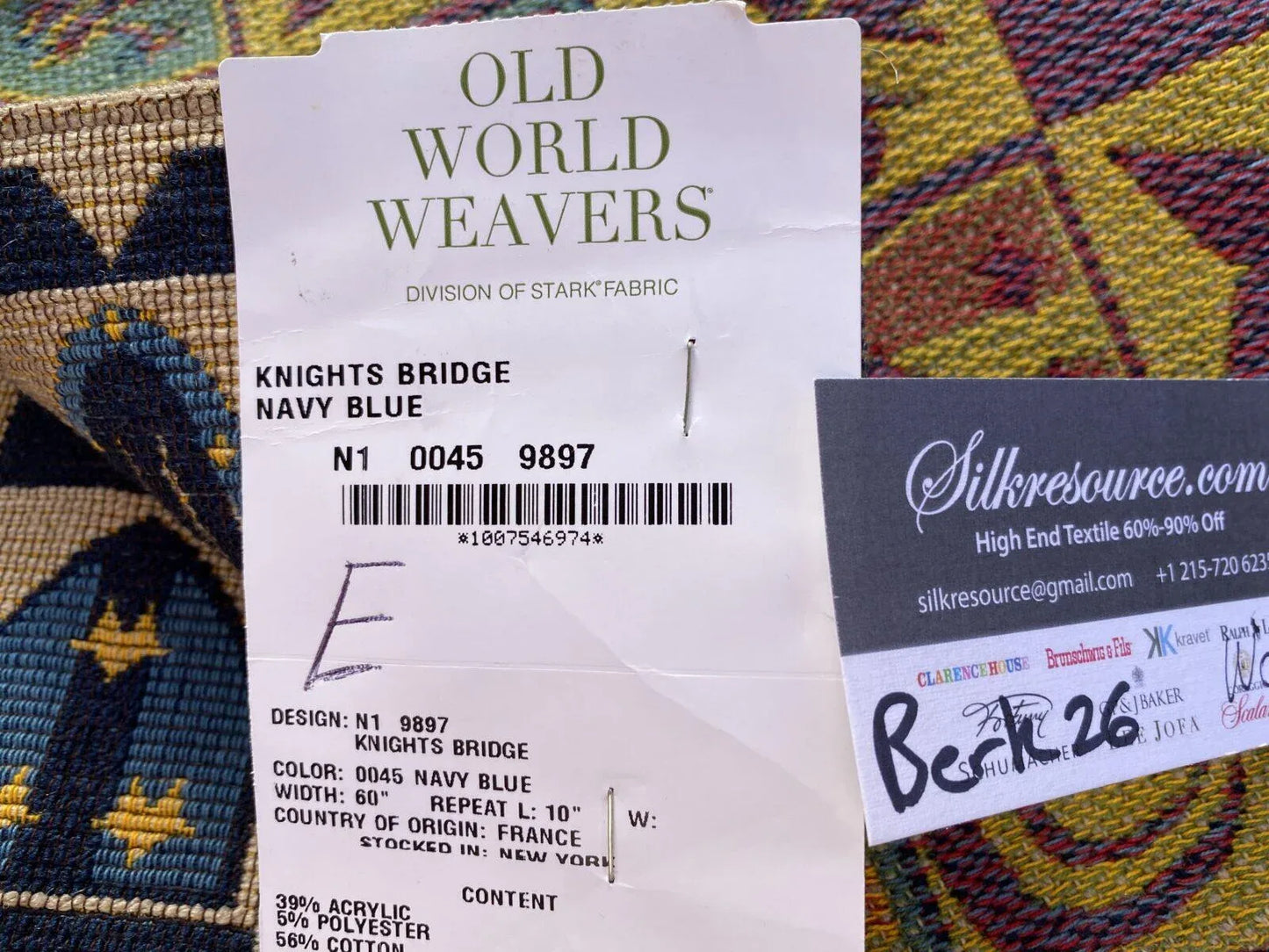 10e Berkbox26 Scalamandre Woven Knights Bridge Navy Blue