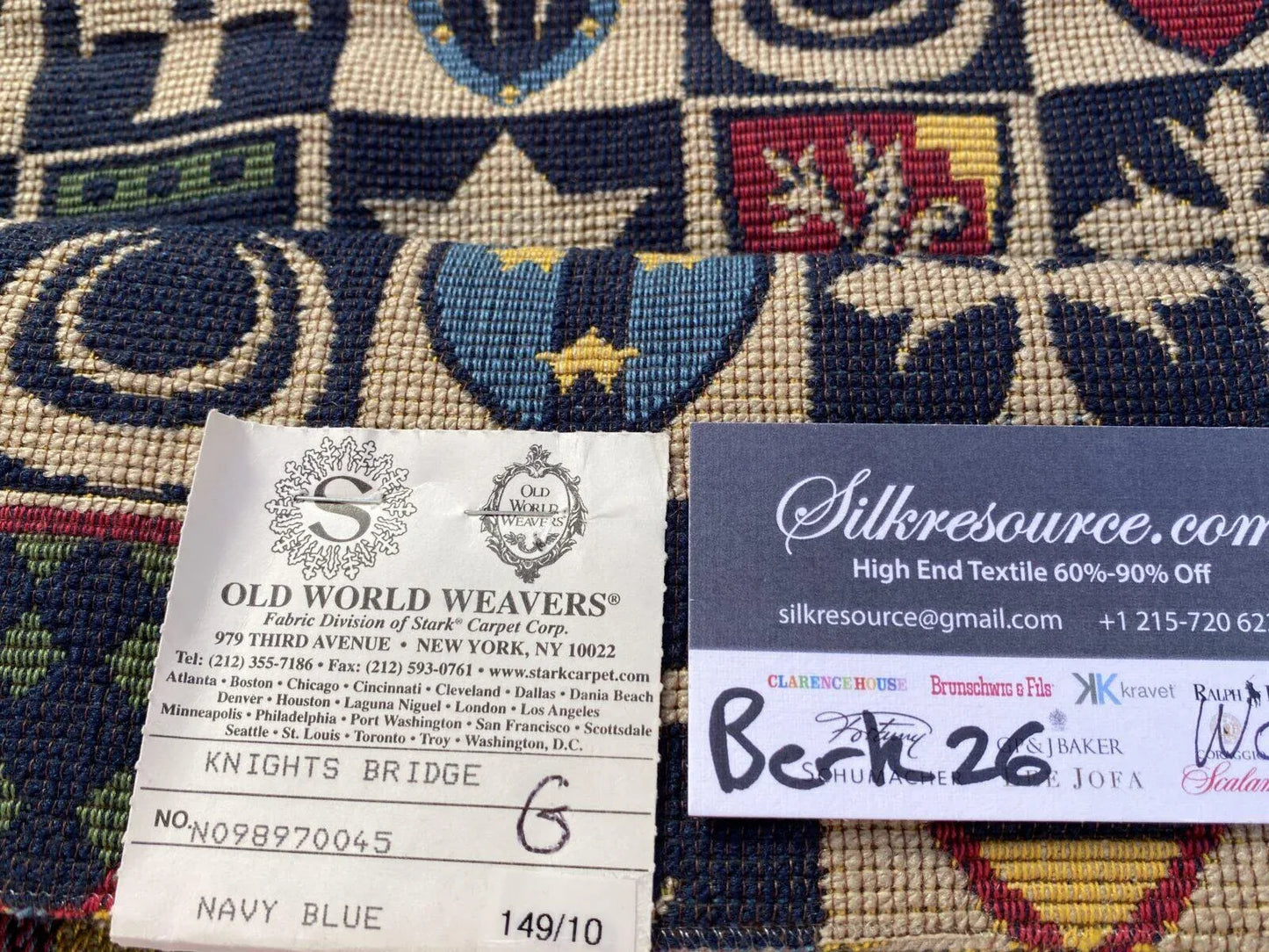 10g Berkbox26 Scalamandre Woven Knights Bridge Navy Blue