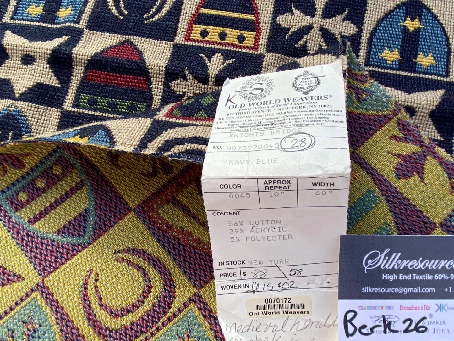 10k Berkbox26 Scalamandre Woven Knights Bridge Navy Blue