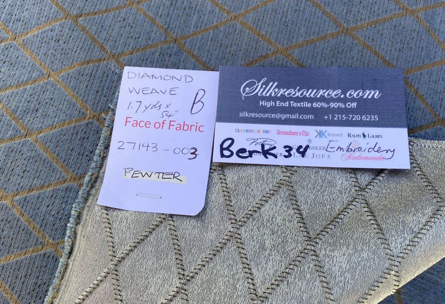 8b Berkbox34 Scalamandre Embroidery Diamond Wave Modern Luxury Jacquard Pewter