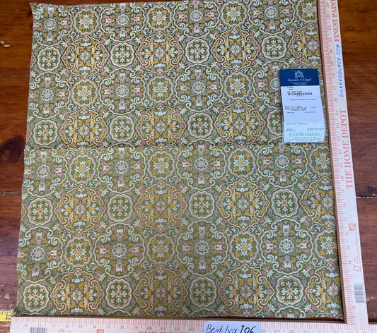 5 Berkbox106 25" x 24" Square Scalamandre Tassinari & Chatel Guimet Vert Green Silk Lampas Floral Medallion Historic MSRP USD2196