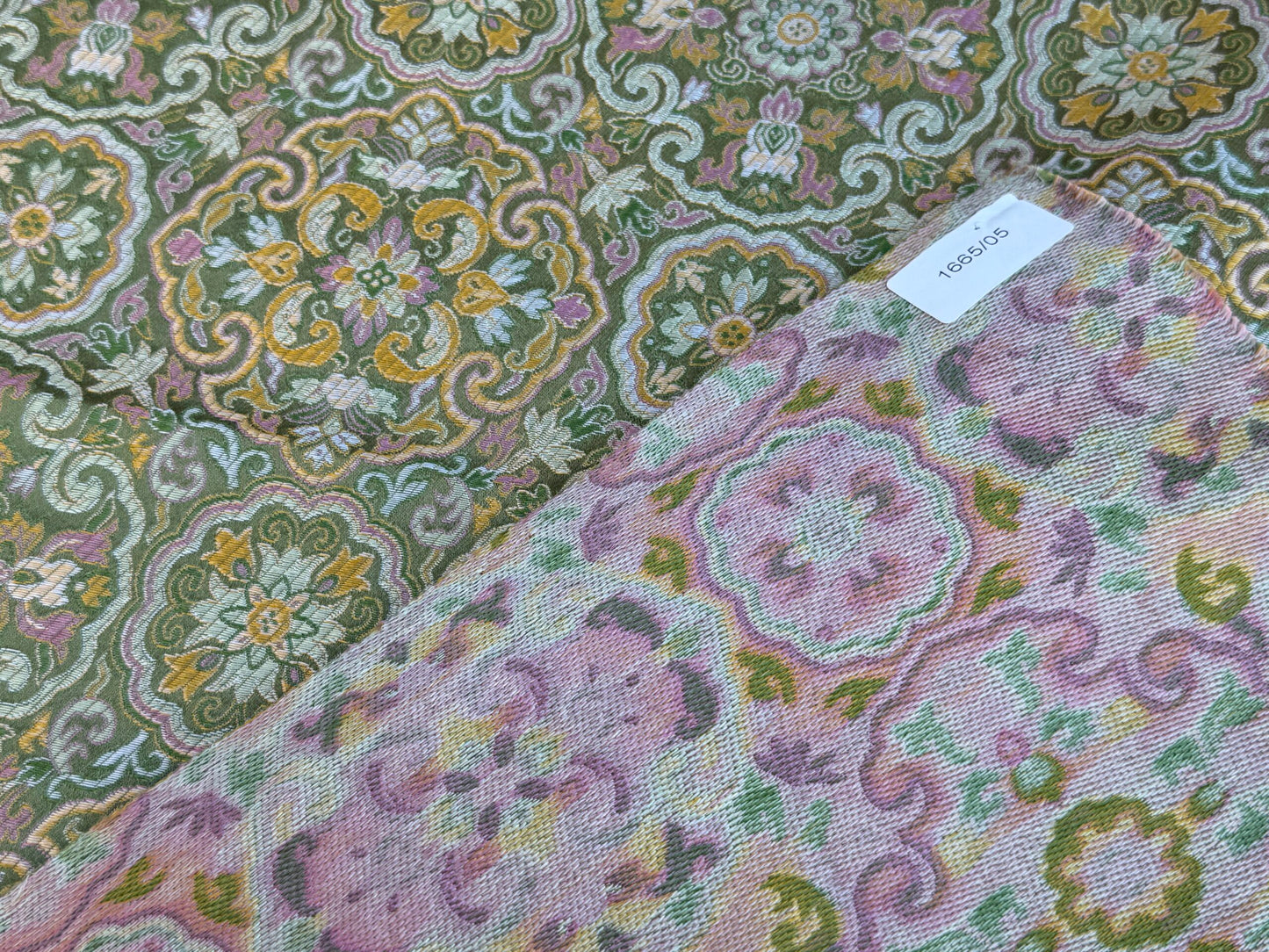 5 Berkbox106 25" x 24" Square Scalamandre Tassinari & Chatel Guimet Vert Green Silk Lampas Floral Medallion Historic MSRP USD2196