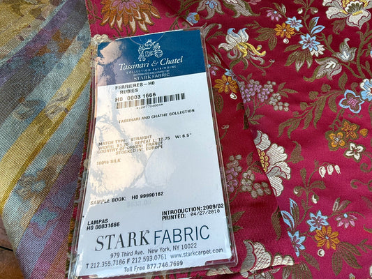6 Berkbox106 24" x 24" Square Scalamandre Tassinari & Chatel Ferrieres Ho Rubies Silk Red Floral Historic MSRP USD2158/y