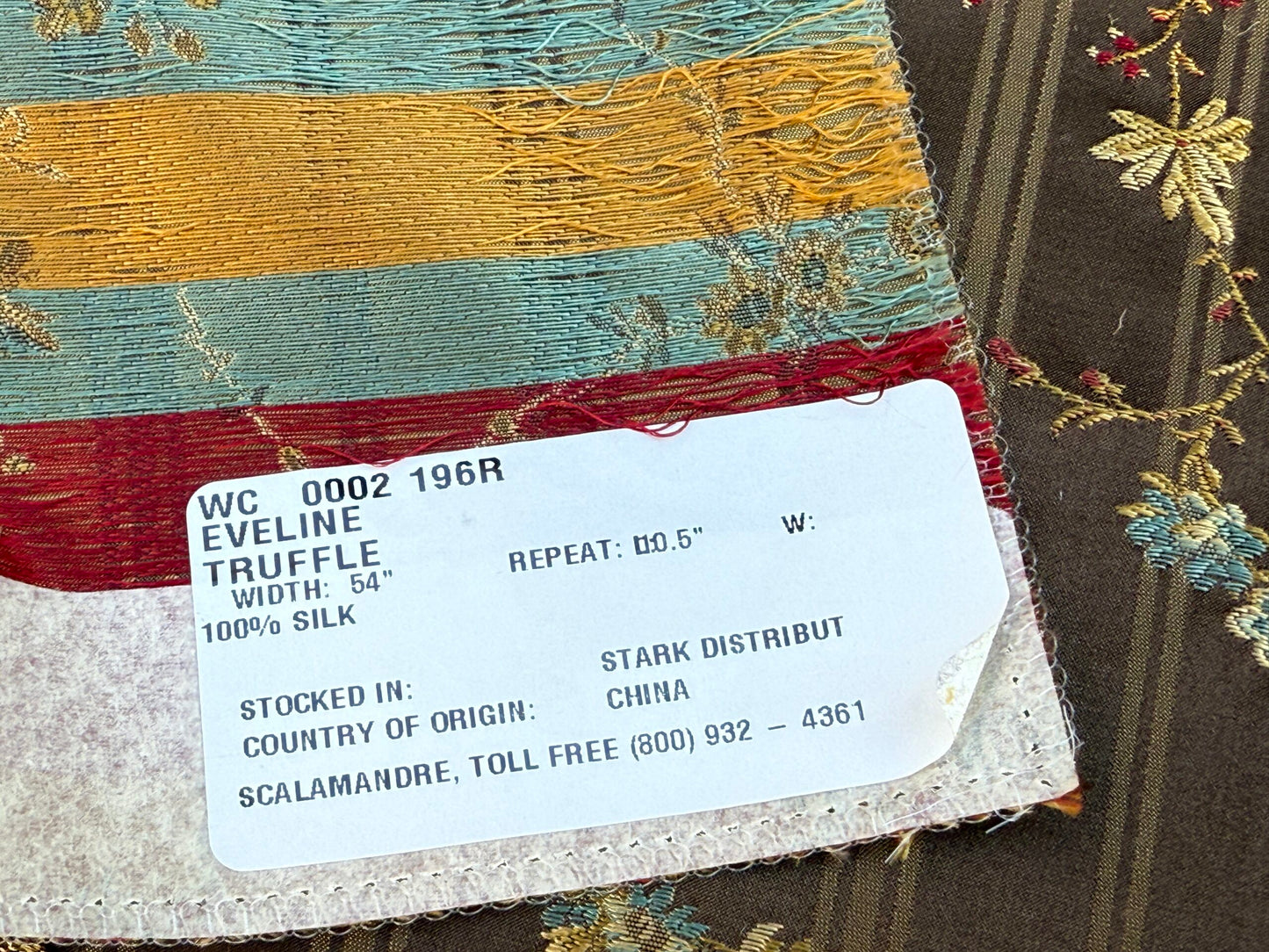 14 Berkbox106 18" x 18" Square Scalamandre Eveline Truffle Classic French Rococo Silk Lampas Eveline in Truffle Brown Gold Blue Red MSRP USD320/y