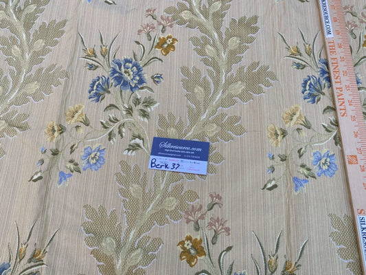 3 Berkbox37 Length Scalamandre Louisa Blue Gold Classy Lampas Flower 1.2yd MSRP USD 252/Y