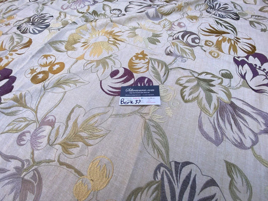 4 Berkbox37 Length Scalamandre Mostar Grey Purple Flower Power Embroidery 1.25y MSRP USD 294/Y
