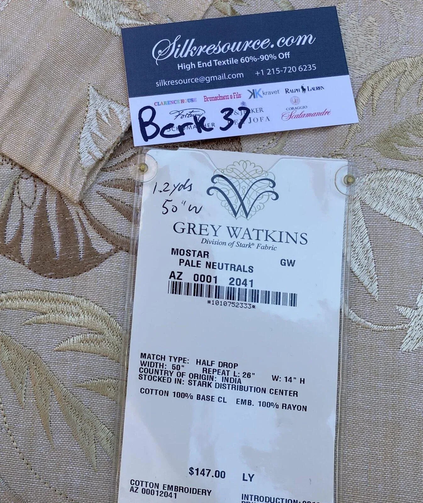 5 Berkbox37 Length Scalamandre Mostar Pale Neutrals Flower Power Embroidery 1.25y MSRP USD 294/Y (copy)