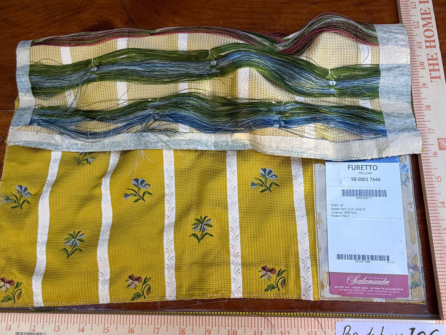 31 Berkbox106 17" x 17" Square Scalamandre Square Silk Old World Weavers Furetto Yellow White Floral MSRP USD1180/y