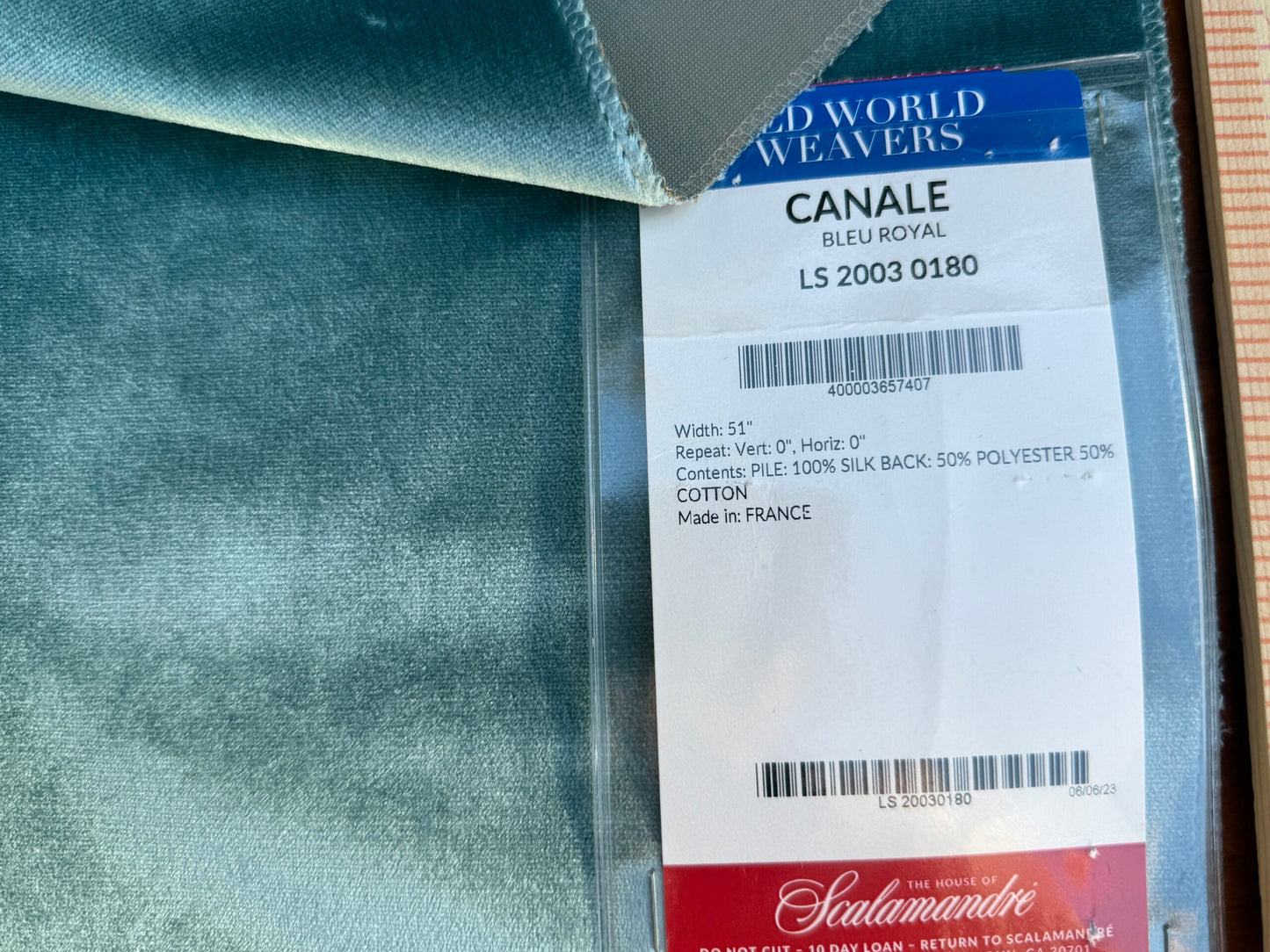 Scalamandre Canale Bleu Royal Blue Silk Solid MSRP USD 1432/Y