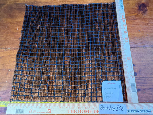 44 Berkbox106 17" x 18" Square Scalamandre Crocodile Brown Blue Plaid Check