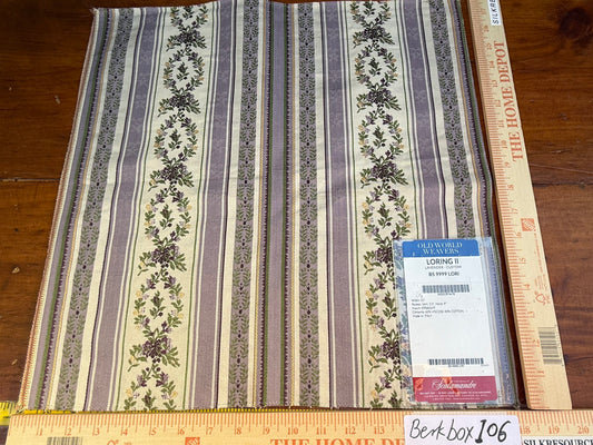 45 Berkbox106 18" x 18" Square Scalamandre Loring II in Lavender Purple Green Neoclassic Flower Stripe Jacquard MSRP USD256/y