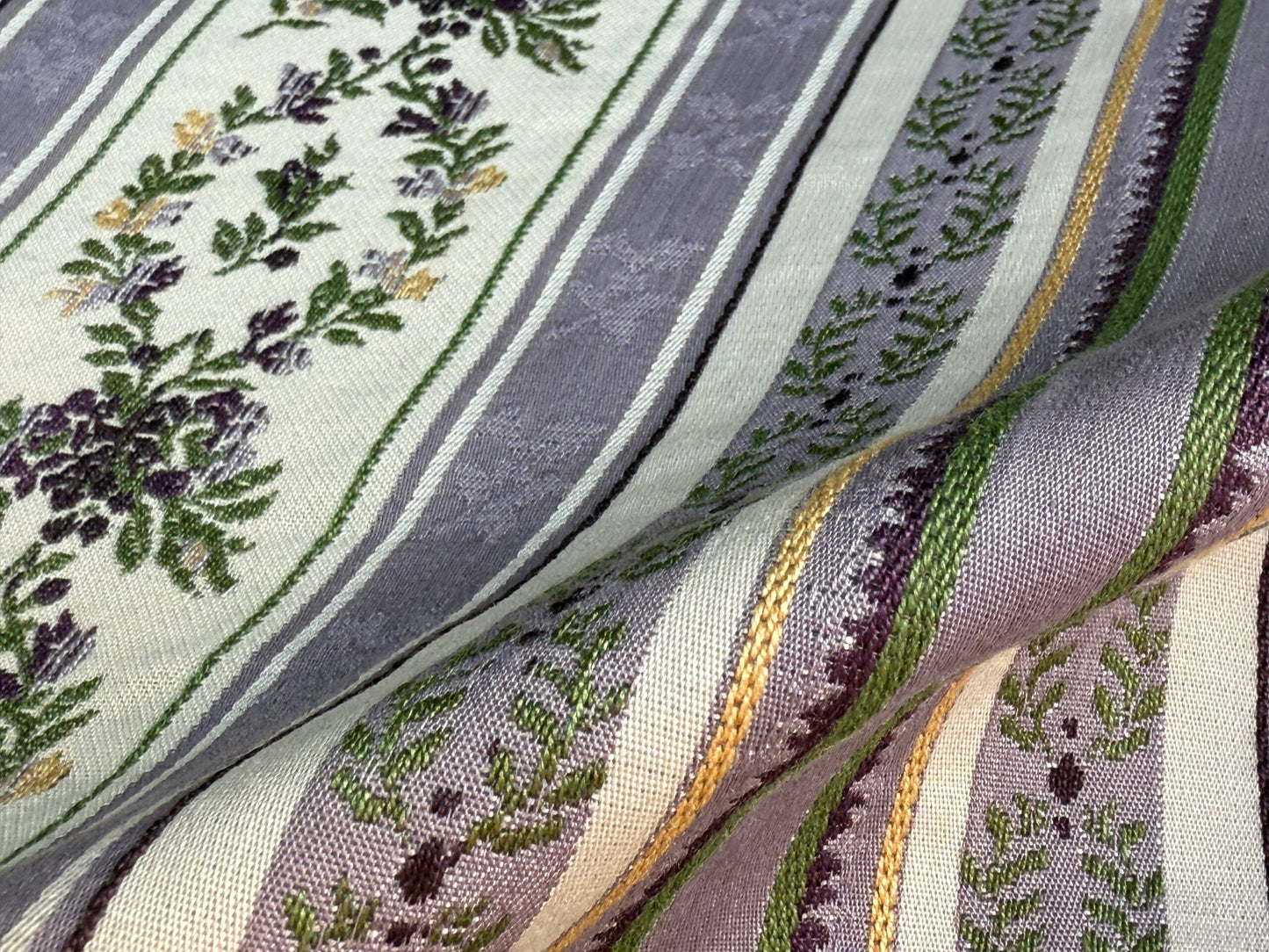 45 Berkbox106 18" x 18" Square Scalamandre Loring II in Lavender Purple Green Neoclassic Flower Stripe Jacquard MSRP USD256/y