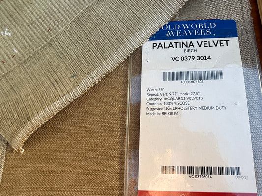 46 Berkbox106 18" x 18" Square Scalamandre Old World Weavers Palatina Velvet Birch Brown Stripe Velvet MSRP USD 224/y