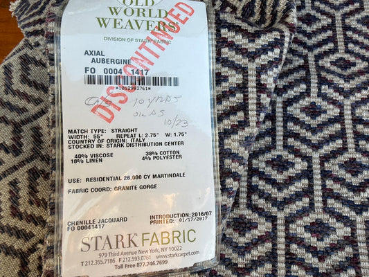 49 Berkbox106 26" x 26" Square Scalamandre Old World Weavers Axial Aubergine Purple White Diamond Ogee Geometric Small Scale MSRP USD 246/y