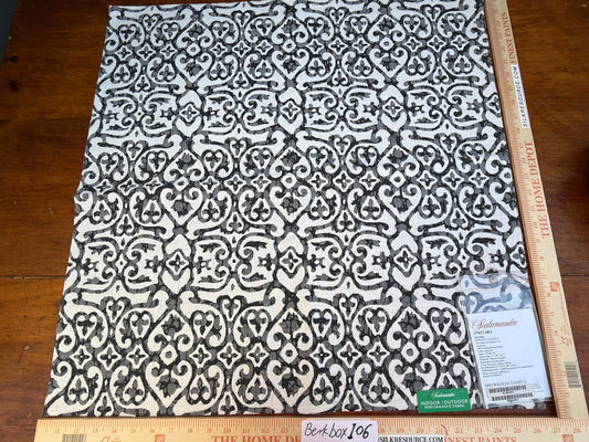 50 Berkbox106 26" x 27" Square Scalamandre Kediri Endless Summer Charcoal Fretwork Lattice Graphic Black Gray white MSRP USD392/y