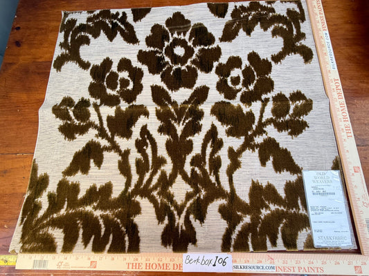 54 Berkbox106 25" x 27" Square Scalamandre Square Varala Chartreuse Brown White Cut Velvet Brown MSRP USD 200+