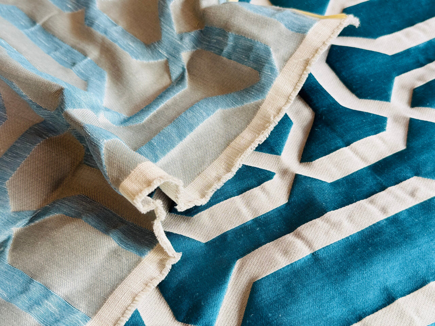 2 Berkbox107 2.4yards x 55"w Scalamandre Old World Weavers Piazza Del Duomo Silk Linen Teal Blue White Marco Foresti Collection MSRP USD 600+/y