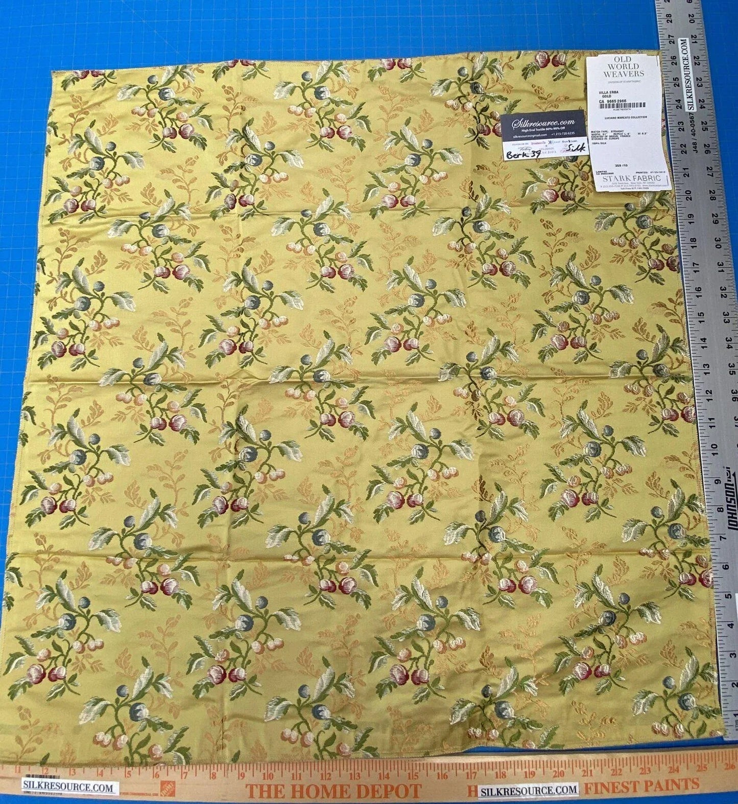 5 Berkbox39 Scalamandre Old World Weavers Silk Villa Erba Yellow Gold MSRP USD 808/Y