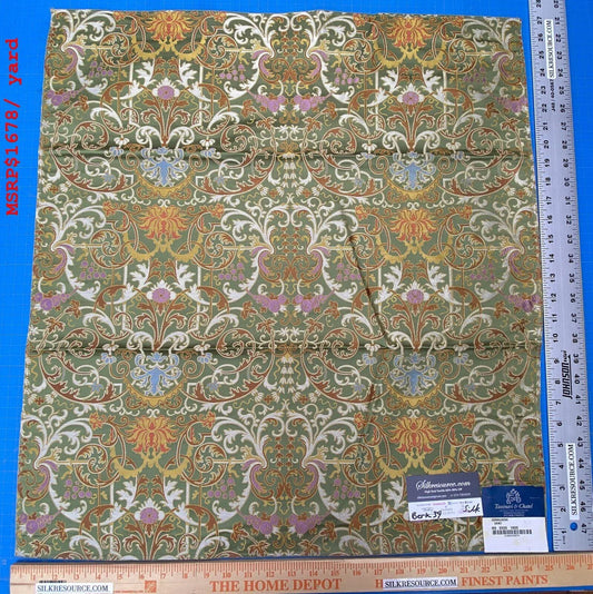 Tassinari & Chatel Scalamandre Cernuschi Vert Green Silk Brocade MSRP USD 2128/Y