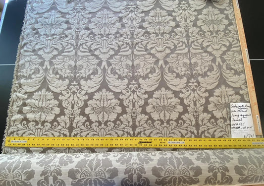 Stroheim & Romann Renaissance Iris Damask Artichoke Pomegranate Cotton Polyester Silky Beige Grey