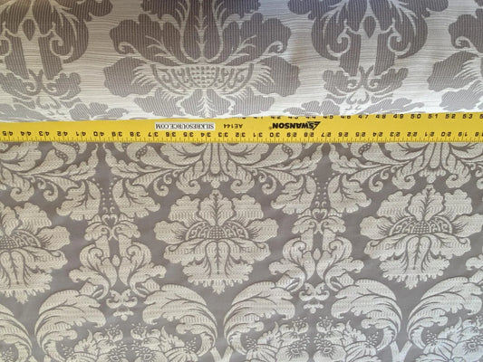 Stroheim & Romann Renaissance Iris Damask Artichoke Pomegranate Cotton Polyester Silky Beige Grey