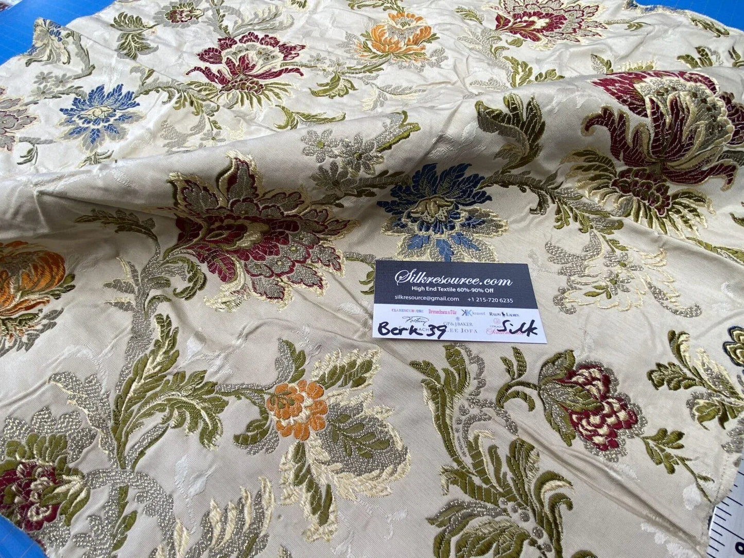 11a Berkbox39 Tassinari & Chatel Scalamandre Allegra Beige Silk Metal Brocade MSRP USD 796/Yard