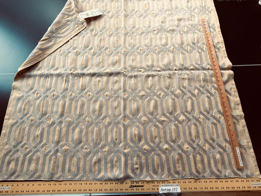 15 Berkbox107 1.2y Scalamandre Aldeco Trellis Addiction Sahara Sun Gold Gray Embroidery Viscose Cotton