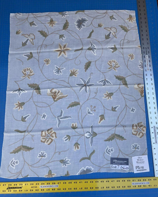 9e Berkbox7 Scalamandre Leen Pastel Ivory Wool Crewel Embroidery MSRP USD 380/Y