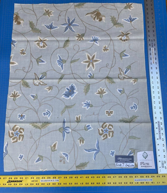 9k Berkbox7 Scalamandre Leen Pastel Ivory Wool Crewel Embroidery MSRP USD 380/Y