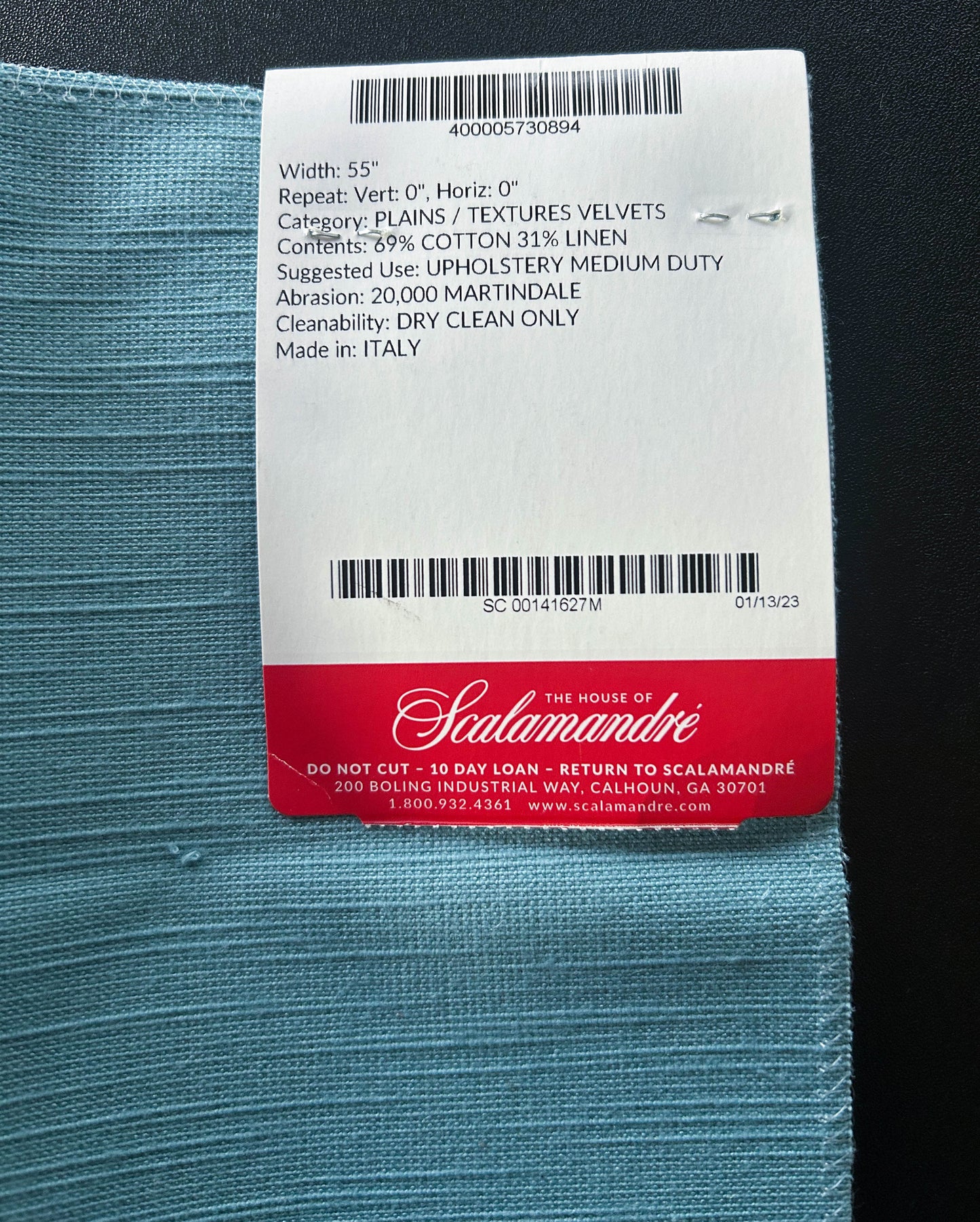 Scalamandre Persia Azure Velvet Solid Texture Cotton - Blue - Special Order