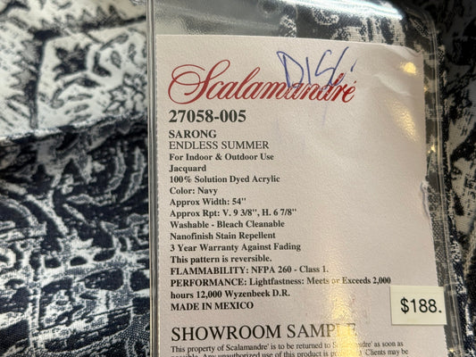 21 Berkbox107 2.4y Scalamandre SARONG Navy Blue Endless Summer Jacquard MSRP USD374/y