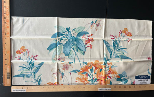 Scalamandre Parfumerie Orange Teal Floral Cotton Printed Fabric - Special Order