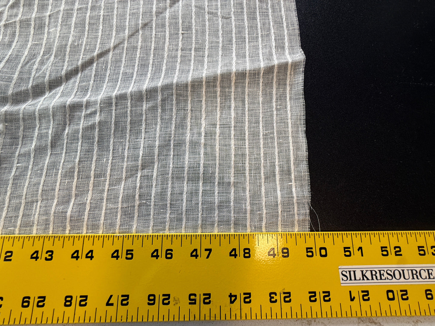 Scalamandre Janelle Linen Sheer Oyster White Stripe Texture 100% Linen - 1.2 yards plus long tail