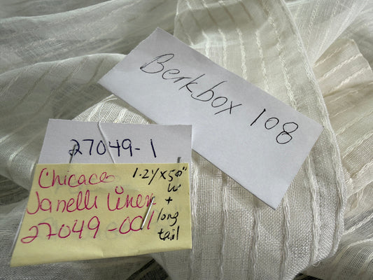 Scalamandre Janelle Linen Sheer Oyster White Stripe Texture 100% Linen - 1.2 yards plus long tail