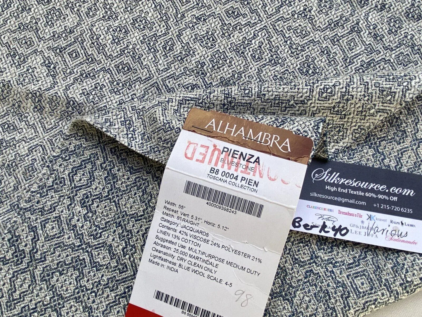 10 Berkbox40 Scalamandre Alhambra Various Pienza Blue Stone MSRP 238/y