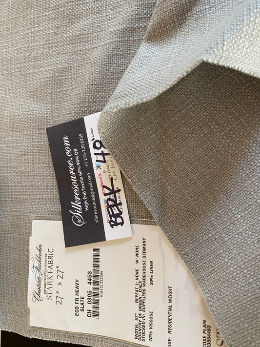 Scalamandre Eco FR Heavy Slate Viscose Plain Gray - Square 27″ x 27″