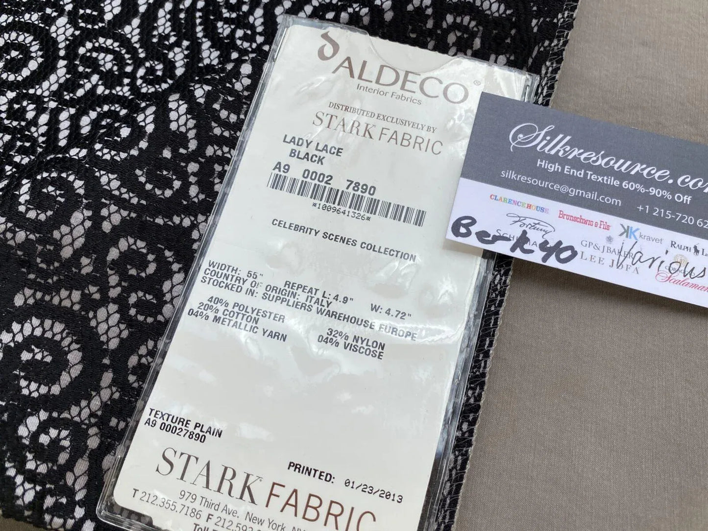 22 Berkbox40 Scalamandre ALDECO Stark Fabric Various Lady Lace Black MSRP USD400+/yd