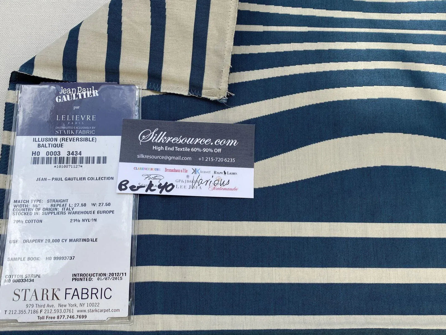 25 Berkbox40 Scalamandre Jean Paul Gautier & Lelievre Various Illusion (reversible) Baltique MSRP USD400+