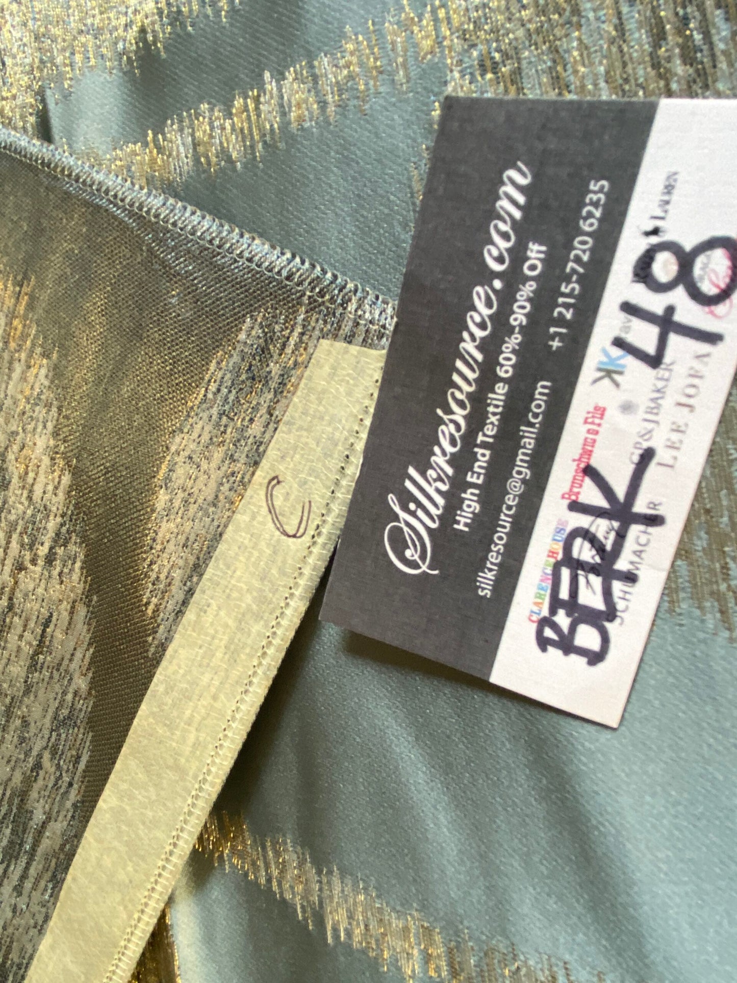 Scalamandre Isabella Blue Shimmer Contemporary - 27”W X 35”L