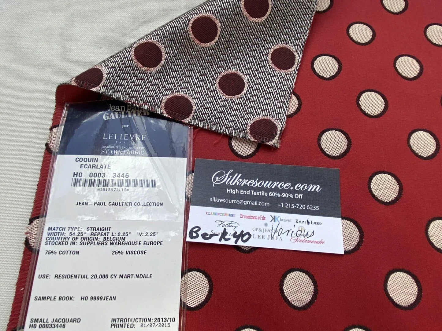 29 Berkbox40 Scalamandre Jean Paul Gautier & lelievre Various Coquin Ecarlate MSRP USD400+