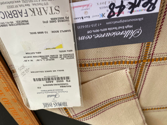 Scalamandre Fonthill Rhumba Tangerine/Brown Thomas Dare Plaid Check - 26 Inches X 26 Inches