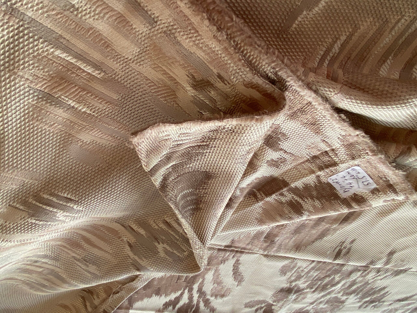 Scalamandre Visby Beige Silver Gold Old World Weavers 100% Silk Lampas - 1 Yard 2 Inches Berkbox65