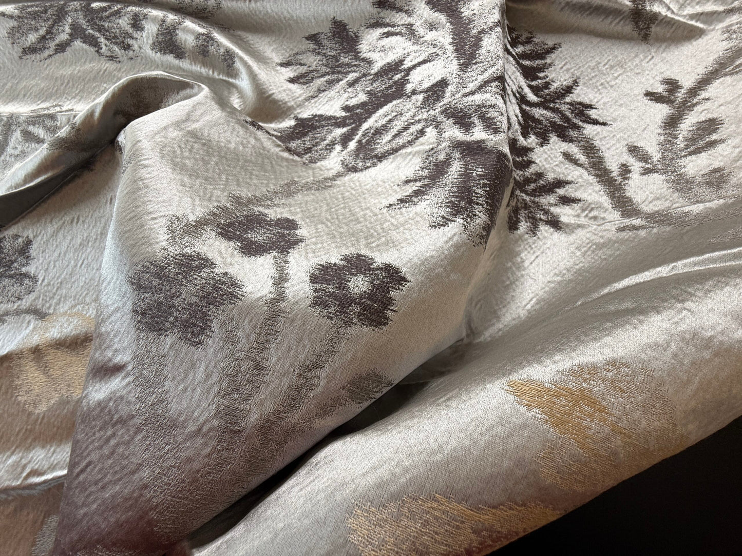 4 Berkbox4 Scalamandre Silk Square 1.2 Yard 25"wide Mallorca Garden Pewter