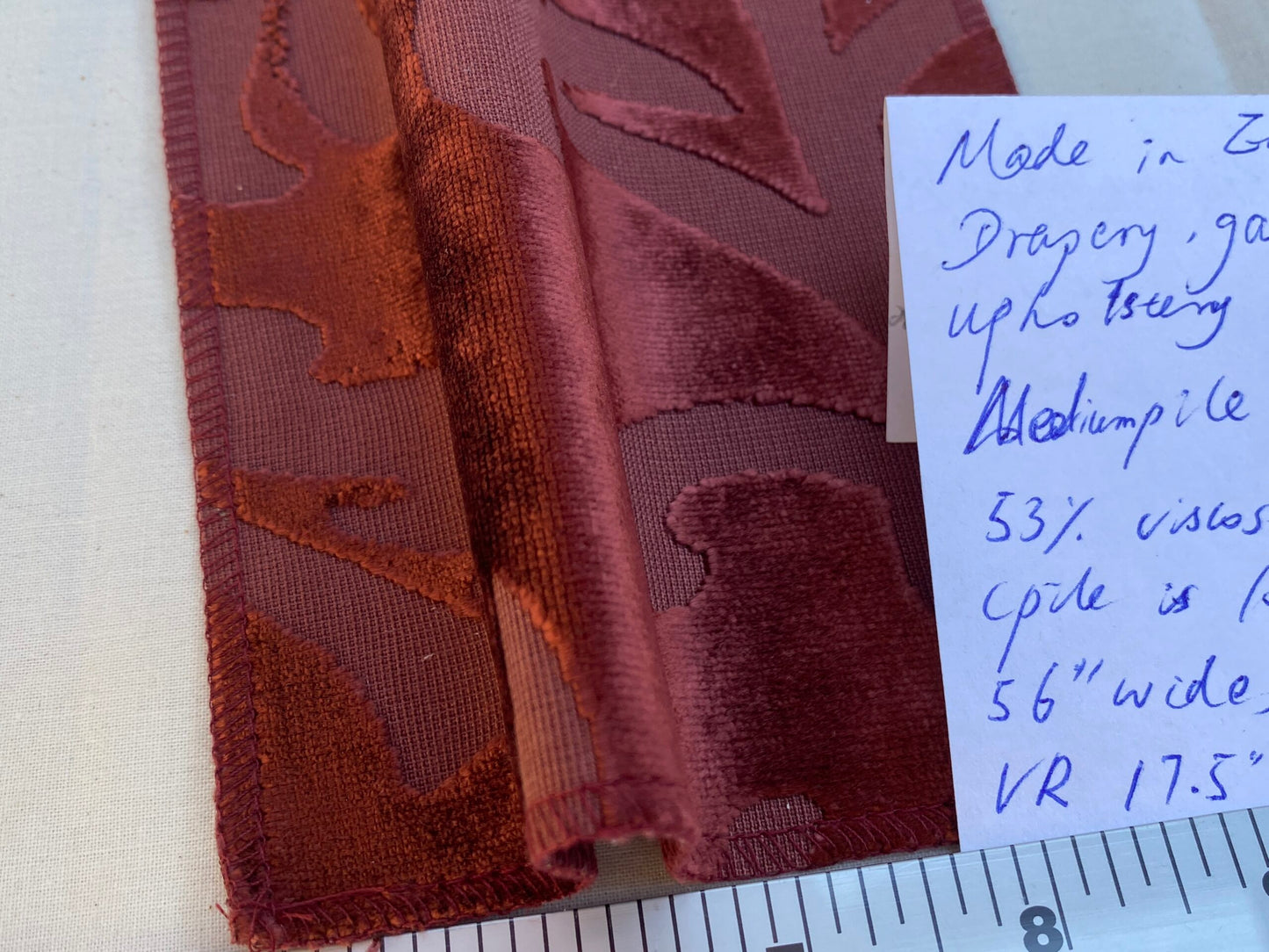 Designer Vienna Evening Red Viscose Cut Velvet