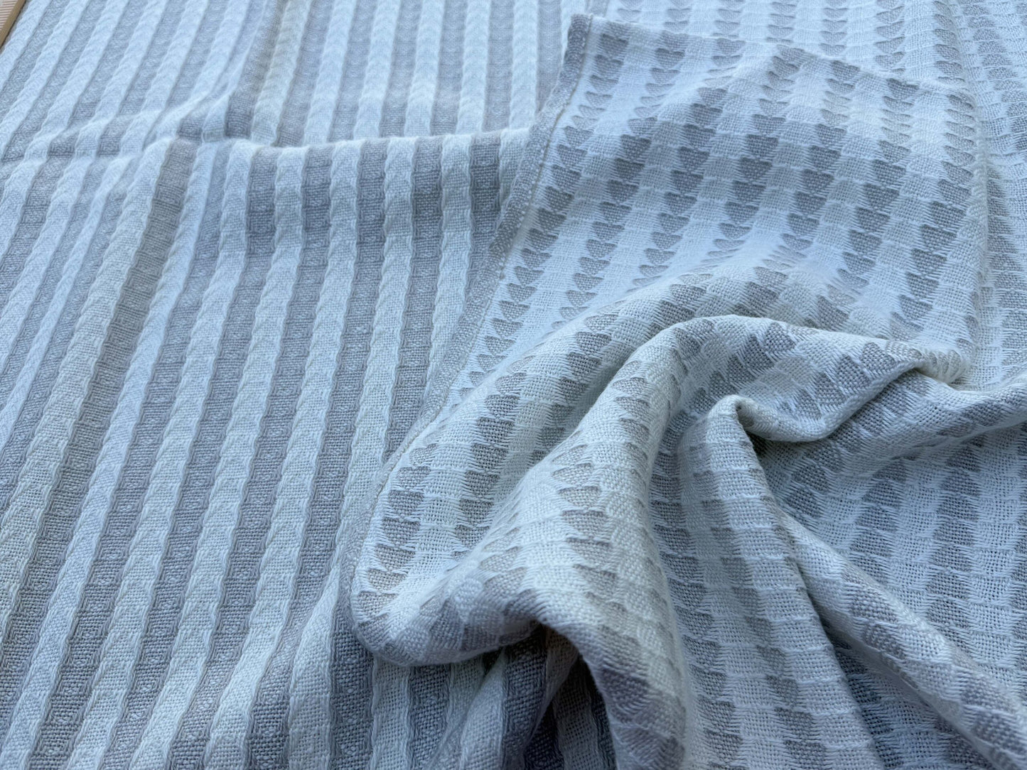 2 Berkbox108 Scalamandre Alhambra Tarifa Alabaster Linen Gray White Stripe Sheers 2.4yd x54 wide